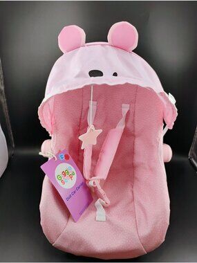 Gigglescape Pink Doll Car Carrier With Bear Ear Canopy